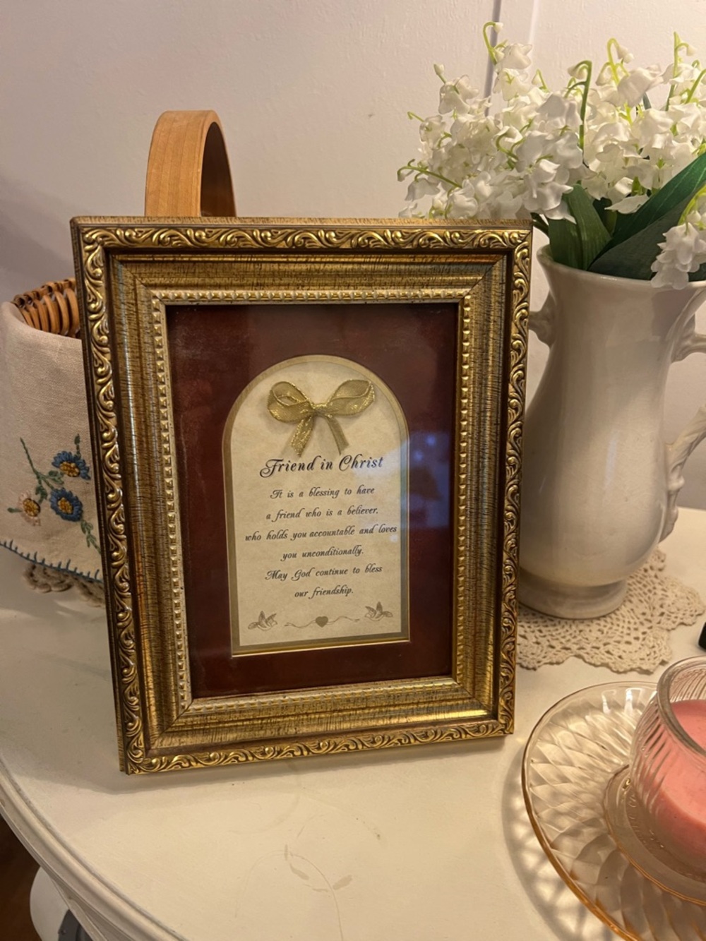 Ornate Gold Picture Frame with Burgundy Mat